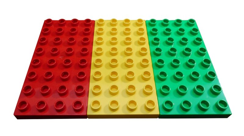 LEGO DUPLO 3 Stück 4x8 Noppen blau gelb grün Bauplatte Grundplatte 10199 /& NEU