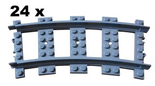 24 Lego Eisenbahn Schienen Kurve Neudunkelgrau 53400