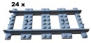 24 Lego Eisenbahn Schienen Gerade Neudunkelgrau 53401