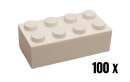 100 Stück 2 x 4 Basic Steine in der Farbe weiß Neuware