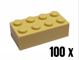 100 Stück 2 x 4 Basic Steine in der Farbe Tan Neuware
