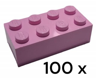 100 Stück 2 x 4 Basic Steine in der Farbe Rosa Neuware