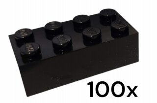 100 Stück 2 x 4 Basic Steine in der Farbe Schwarz Neuware