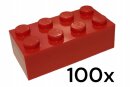 100 Stück 2 x 4 Basic Steine in der Farbe Rot Neuware