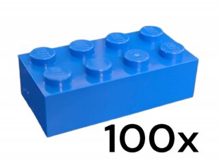 100 Stück 2 x 4 Basic Steine in der Farbe Blau Neuware