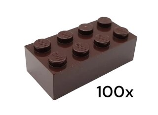 100 Stück 2 x 4 Basic Steine in der Farbe Dark Brown Neuware
